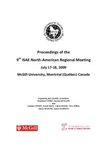 2009 ISAE North-American Meeting Proceedings