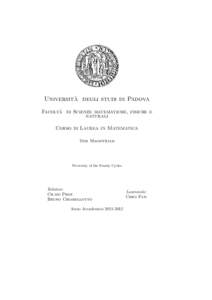 ` degli studi di Padova Universita ` di Scienze matematiche, fisiche e Facolta naturali Corso di Laurea in Matematica