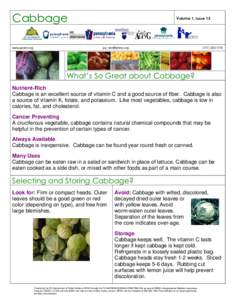 Cabbage www.panen.org Volume 1, Issue 13  [removed]