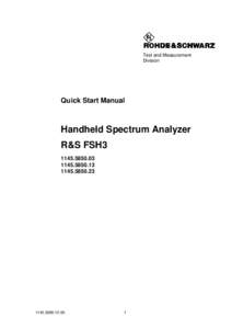 Test and Measurement Division Quick Start Manual  Handheld Spectrum Analyzer