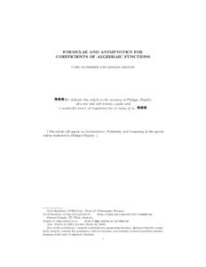 FORMULAE AND ASYMPTOTICS FOR COEFFICIENTS OF ALGEBRAIC FUNCTIONS CYRIL BANDERIER AND MICHAEL DRMOTA UUUWe dedicate this article to the memory of Philippe Flajolet, who was and will remain a guide and