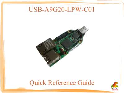 USB-A9G20-LPW-C01  Quick Reference Guide USB-A9G20-LPW-C01 ARM 926EJ-S