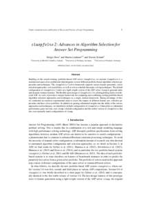 1  Under consideration for publication in Theory and Practice of Logic Programming claspfolio 2: Advances in Algorithm Selection for Answer Set Programming