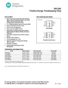 LE  AVAILAB DS1302 Trickle-Charge Timekeeping Chip