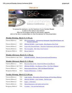 47th Lunar and Planetary Science Conferenceprogram.pdf PROGRAM