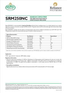 SRM250NC  RANDOM COPOLYMER FOR INJECTION MOULDING & STRETCH BLOW MOULDING