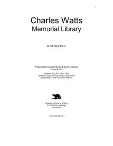 1  Charles Watts Memorial Library a CATALOGUE