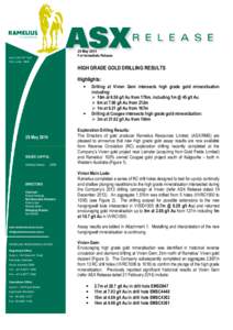 Microsoft Word - ASX RELEASEHigh Grade Gold Drill Results.docx