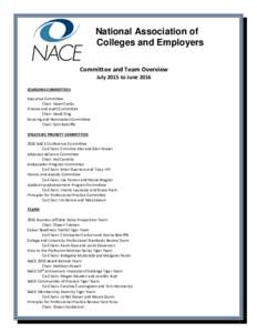 National Association of Colleges and Employers Committee and Team Overview July 2015 to June 2016 STANDING COMMITTEES Executive Committee