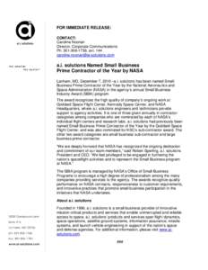 Microsoft Word - ais NASA small business of the year award_Final