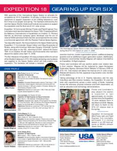 Expedition 18 / Yury Lonchakov / Michael Fincke / Koichi Wakata / Expedition 17 / Gregory Chamitoff / Sandra Magnus / Expedition 9 / Soyuz TMA-13 / Spaceflight / Human spaceflight / Aquanauts