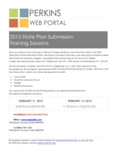 2014 State Plan Submission Training Sessions