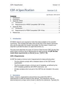 CDF-A Specification  Version 1.0 CDF-A Specification