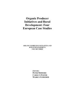 Organic Producer Initiatives and Rural Development