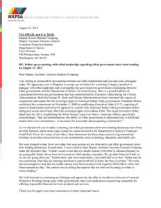 August 21, 2013 VIA EMAIL and U.S. MAIL Maame Ewusi-Mensah Frimpong Deputy Assistant Attorney General Consumer Protection Branch Department of Justice