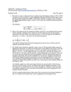 GEOS 602 – Geophysical Fields Jeff Freymueller () 413B Elvey x7286 Problem Set #8 Due Thu April 8