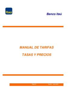 Banco Itaú  MANUAL DE TARIFAS TASAS Y PRECIOS  Página 0