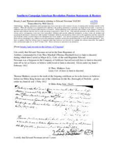 Southern Campaign American Revolution Pension Statements & Rosters Bounty Land Warrant information relating to Edward Newman VAS383 Transcribed by Will Graves vsl 2VA[removed]