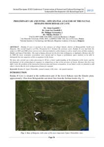 Second European SCGIS Conference “Conservation of Natural and Cultural Heritage for Sustainable Development: GIS-Based Approach” 2013  PRELIMINARY GIS AND INTRA - SITE SPATIAL ANALYSIS OF THE FAUNAL