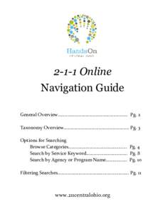 2-1-1 Online Navigation Guide General Overview…………………………………………..…....… Pg. 2 Taxonomy Overview……………………………………………….. Pg. 3 Options for Searching Brows
