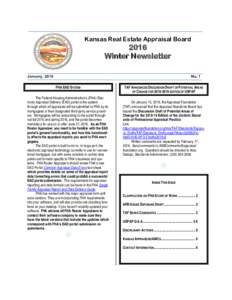Kansas Real Estate Appraisal BoardWinter Newsletter  January, 2016
