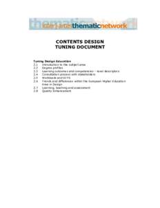 CONTENTS DESIGN TUNING DOCUMENT Tuning Design Education 2.1 Introduction to the subject area 2.2