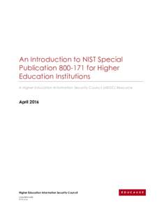 An Introduction to NIST Special Publicationfor Higher Education Institutions