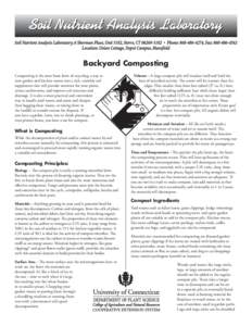 Soil Nutrient Analysis Laboratory Backyard Composting Composting is the most basic form of recycling; a way to turn garden and kitchen wastes into a rich, crumbly soil supplement that will provide nutrients for your plan