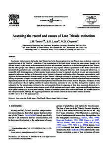 Earth-Science Reviews – 139 www.elsevier.com/locate/earscirev Assessing the record and causes of Late Triassic extinctions L.H. Tanner a,*, S.G. Lucas b, M.G. Chapman c a