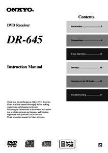Contents DVD Receiver DR-645  Introduction ...................................2