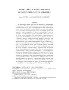 MODULI SPACE AND STRUCTURE OF NONCOMMUTATIVE 3-SPHERES Alain CONNES 1
