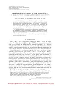 MATHEMATICS OF COMPUTATION Volume 81, Number 279, July 2012, Pages 1487–1511 SArticle electronically published on February 17, 2012  PERTURBATION ANALYSIS OF THE QR FACTOR R
