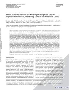 Chronobiology International, Early Online: 1–10, (2013) ! Informa Healthcare USA, Inc. ISSN: printonline DOI: Effects of Artificial Dawn and Morning Blue Light on Da