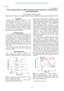 Photon Factory Activity Report 2009 #27 Part BChemistry 7C, 9C/2009G552  Role of copper in the CO2 photo-reduction to fuels using Zn-Cu-Al/Ga layered