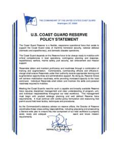 U.S. Coast Guard Reserve Policy Statement