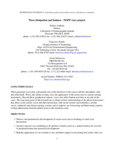 Wave dissipation and balance - NOPP wave project