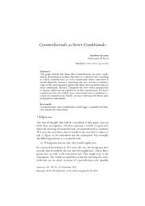 Counterfactuals as Strict Conditionals Andrea Iacona University of Turin BIBLID626X; ppAbstract