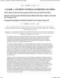 CALDER v. ATTORNEY-GENERAL OF BRITISH COLUMBIA