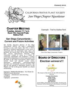 JanuaryCHAPTER MEETING Tuesday, January 17; 7 p.m. Room 104, Casa del Prado Balboa Park