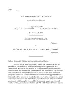 [removed]Sutherland v. Holder UNITED STATES COURT OF APPEALS FOR THE SECOND CIRCUIT