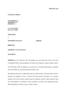 [2013] QCA 216  COURT OF APPEAL GOTTERSON JA MORRISON JA