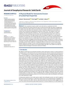 Journal of Geophysical Research: Solid Earth RESEARCH ARTICLE2017JB014533 Key Points: • A physical model for locked fault asperities that shrink during the
