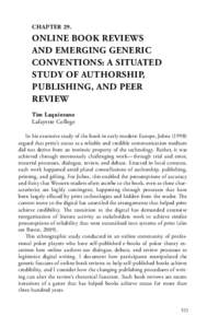 CHAPTER 29.  ONLINE BOOK REVIEWS AND EMERGING GENERIC CONVENTIONS: A SITUATED STUDY OF AUTHORSHIP,