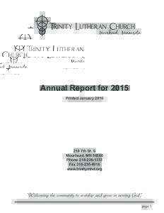 Moorhead, Minnesota  Annual Report for 2015 Printed January7th St. S