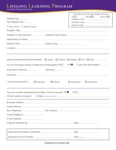 Course Proposal Form For Office of Continuing Studies Use Only Fall Spring