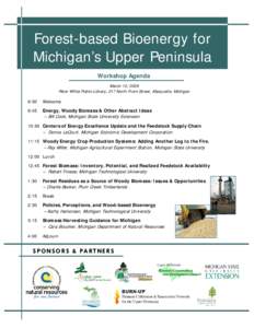 Forest-based Bioenergy for Michigan’s Upper Peninsula Workshop Agenda March 10, 2009 Peter White Public Library, 217 North Front Street, Marquette, Michigan