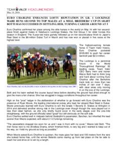 May 14, 2016  EURO CHARLINE ENHANCES LOFTY REPUTATION IN GR. 1 LOCKINGE MARE RUNS SECOND TO TOP MALES AT A MILE, BREEDERS’ CUP IN SIGHT BOTTI HAS SUCCEEDED IN SETTLING HER, TURNING CAREER AROUND AT 5 Euro Charline conf