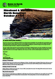 Down to Earth “Earth science learning for all” Minehead & Watchet, North Somerset October 21-25