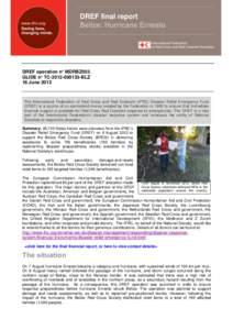 DREF final report Belize: Hurricane Ernesto DREF operation n° MDRBZ003 GLIDE n° TC[removed]BLZ 18 June 2013