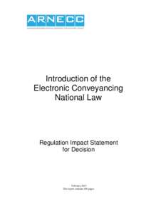 Introduction of the Electronic Conveyancing National Law Regulation Impact Statement for Decision